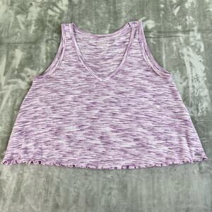 Hollister Cropped Tank Top Womens Size S Space Dye Purple Lettuce Hem V Neck